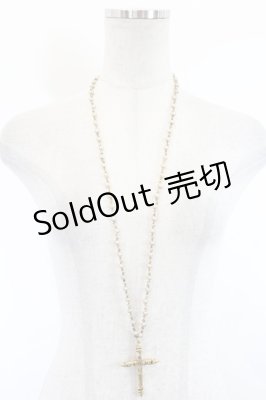 Preview of クロスモチーフパールチェーンネックレス  白Ｘゴールド