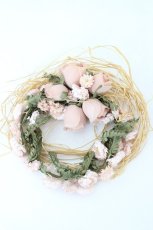 画像1: PINK HOUSE / 薔薇フラワーリース藁コサージュ  ピンクＸ緑 I-26-09-29-092-LO-AC-SA-ZI (1)
