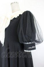 画像3: mille fille closet / シフォンリボンタイワンピース  黒Ｘ白 I-26-10-01-092-LO-OP-SA-ZI (3)
