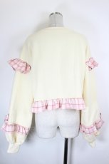 画像2: Chalmiere / リボンワッペンショート丈プル M アイボリー×ピンク I-26-10-01-010-AX-TO-TE-ZI (2)