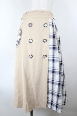 画像1: axes femme / パッチワークトレンチスカート  黒Ｘ白チェック I-26-10-01-097-AX-SK-SA-ZI (1)