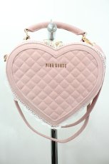 画像1: PINK HOUSE / ハート型ベロアバッグ  ピンクＸ白 I-26-10-01-113-LO-BG-SA-ZI (1)