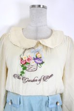 画像2: Amavel / フラワーバスケット刺繍切替ワンピース F 生成り×サックス I-26-10-03-058-CA-OP-TE-ZI (2)