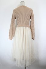 画像3: MAJESTIC LEGON / ニット&チュールドッキングワンピース  ピンクＸベージュ I-26-10-03-063-LO-OP-SA-ZI (3)