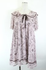 画像1: Fi.n.t / トゥシューズ柄半袖シフォンワンピース  ピンクＸブラウン I-26-10-03-067-CA-OP-SA-ZI (1)