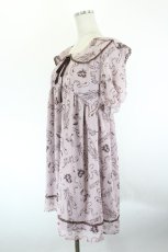 画像2: Fi.n.t / トゥシューズ柄半袖シフォンワンピース  ピンクＸブラウン I-26-10-03-067-CA-OP-SA-ZI (2)
