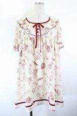 画像1: Fi.n.t / エンジェルプリント半袖シフォンワンピース  アイボリーＸボルドー I-26-10-03-070-CA-OP-SA-ZI (1)
