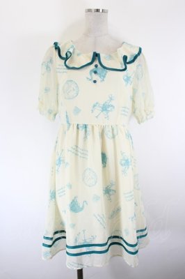 Preview of 木馬柄シフォンワンピース  アイボリーＸサックス