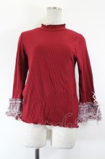 画像1: axes femme / 苺チュールレース七分袖プルオーバー  赤Ｘ白 I-26-10-03-017-AX-TO-SA-ZI (1)