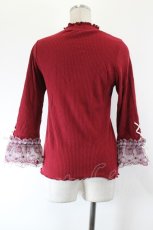 画像2: axes femme / 苺チュールレース七分袖プルオーバー  赤Ｘ白 I-26-10-03-017-AX-TO-SA-ZI (2)