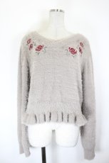画像1: axes femme / ローズ刺繍フェザーニット  ブラウン I-26-10-03-026-AX-TO-SA-ZI (1)