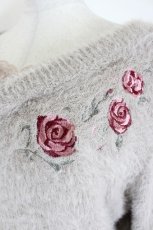 画像3: axes femme / ローズ刺繍フェザーニット  ブラウン I-26-10-03-026-AX-TO-SA-ZI (3)