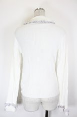 画像2: axes femme / バイカラーフリルローズニット  白Ｘパープル I-26-10-03-028-AX-TO-SA-ZI (2)