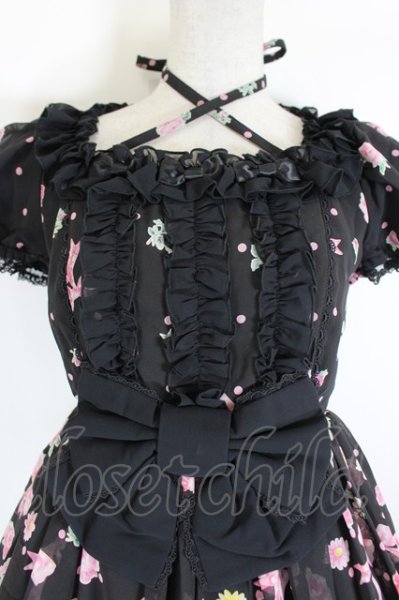 Angelic Pretty / Powder Roseワンピース 黒 I-26-10-05-036-AP-OP-SA