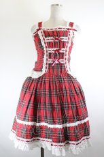 画像1: Little Bear Lolita / Laura's Doll ローウエストジャンパースカート XL 赤チェック I-26-10-05-048-LO-OP-TE-ZI (1)
