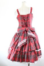 画像2: Little Bear Lolita / Laura's Doll ローウエストジャンパースカート XL 赤チェック I-26-10-05-048-LO-OP-TE-ZI (2)