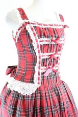 画像3: Little Bear Lolita / Laura's Doll ローウエストジャンパースカート XL 赤チェック I-26-10-05-048-LO-OP-TE-ZI (3)