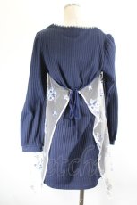画像2: axes femme / チュール刺繍切替チュニック M ネイビー I-26-10-05-059-AX-TO-TE-ZI (2)