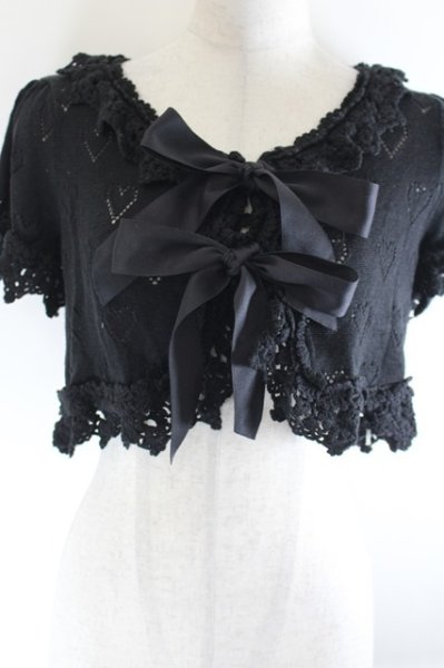 Angelic Pretty / ラブラブハート透かしニットボレロ 黒 I-26-10-05