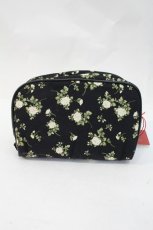画像2: PINK HOUSE / 薔薇プリントポーチ  黒Ｘ白Ｘ緑 I-26-10-05-129-LO-ZA-SA-ZI (2)