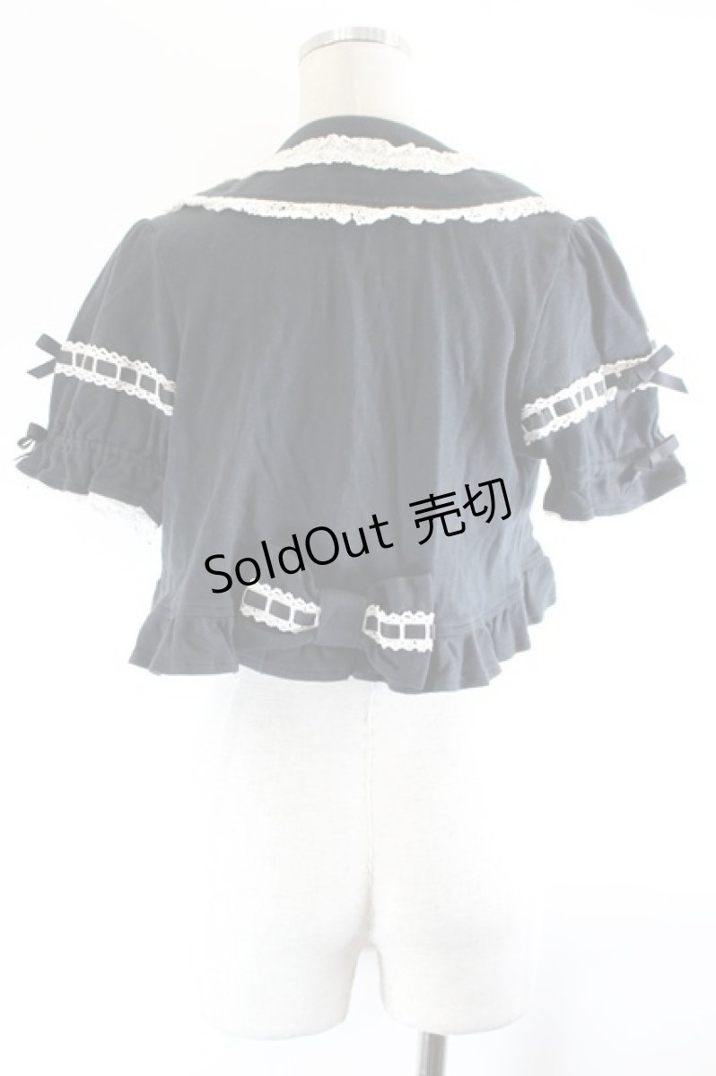画像2: Angelic Pretty / はしごレースリボン半袖ボレロ  黒Ｘ白 I-26-10-05-015-AP-TO-SA-ZI (2)