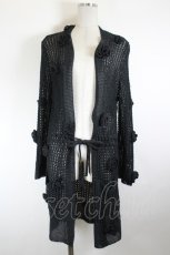 画像1: INGEBORG / フラワーモチーフニットカーディガン 11号 黒 I-26-10-08-038-LO-TO-TE-ZI (1)