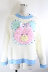 画像1: Nile Perch / ボアくまさんニットセーター  オフ×ブルー I-26-10-08-005-LO-TO-TE-ZI (1)