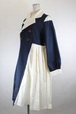 画像3: Favorite / アシンメトリープリーツの春日和和風トレンチコート M 黒Ｘアイボリー I-26-10-08-042-LO-CO-SA-ZI (3)