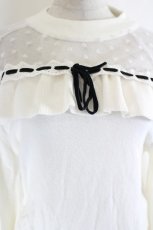 画像3: evelyn / ハートフリルオフショルニット  白Ｘ黒 I-26-10-08-010-LO-TO-SA-ZI (3)