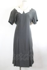 画像1: INGEBORG / まるドット襟半袖ワンピース  黒Ｘ白 I-26-10-11-085-LO-OP-SA-ZI (1)