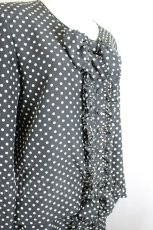 画像3: PINK HOUSE / ドットリボンノーカラーブラウス&スカートセットアップ  黒Ｘ白 I-26-10-11-090-LO-BL-SA-ZI (3)