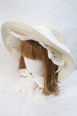 画像1: BABY,THE STARS SHINE BRIGHT / アミィ・ミエルボンネットハット  アイボリーＸ白 I-26-10-11-115-BA-AC-SA-ZI (1)