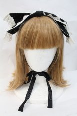 画像2: Innocent World / ローズレースリボンヘッドドレス  黒ｘ白 I-26-10-11-119-IW-AC-SA-ZI (2)