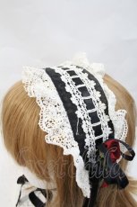 画像4: Innocent World / はしごレースリボンローズモチーフヘッドドレス  黒ｘ白ｘ赤 I-26-10-11-122-IW-AC-SA-ZI (4)