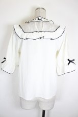 画像2: DearMyLove / ダブルリボン半袖トップス  白Ｘ黒 I-26-10-11-013-GO-TO-SA-ZI (2)