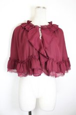 画像1: axes femme / ラッフルフリルシフォンケープ F ワイン I-26-10-11-019-AX-TO-TE-ZI (1)