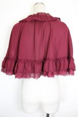 画像2: axes femme / ラッフルフリルシフォンケープ F ワイン I-26-10-11-019-AX-TO-TE-ZI (2)