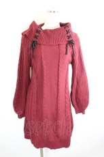 画像1: axes femme / W編み上げニットチュニック F アカ I-26-10-11-029-AX-TO-TE-ZI (1)
