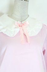 画像3: Nile Perch / 丸襟フリル長袖ワンピース  ピンクＸ白 I-26-10-13-053-LO-OP-SA-ZI (3)