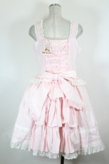 画像2: Little Bear Lolita / はしごレースリボンジャンパースカート  ピンクＸ白 I-26-10-13-069-LO-OP-SA-ZI (2)