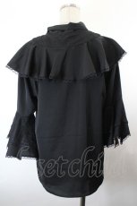 画像2: axes femme / タイ付姫袖風フリルブラウス F 黒 I-26-10-13-082-AX-BL-TE-ZI (2)