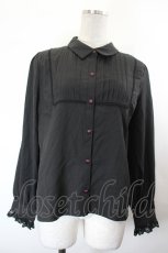 画像1: axes femme POETIQUE / 音符刺繍リボン付ブラウス M 黒 I-26-10-13-086-AX-BL-TE-ZI (1)