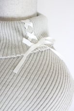 画像3: axes femme / レースアップハイネックニット  グレーＸ白 I-26-10-13-011-AX-TO-SA-ZI (3)