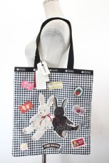 画像1: PINK HOUSE / LARGE EMERALD TOTE PH Gingham Check Rabbits  黒 I-26-10-13-109-LO-BG-SA-ZI (1)