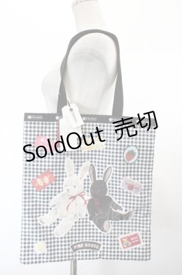 Preview of LARGE EMERALD TOTE PH Gingham Check Rabbits  黒