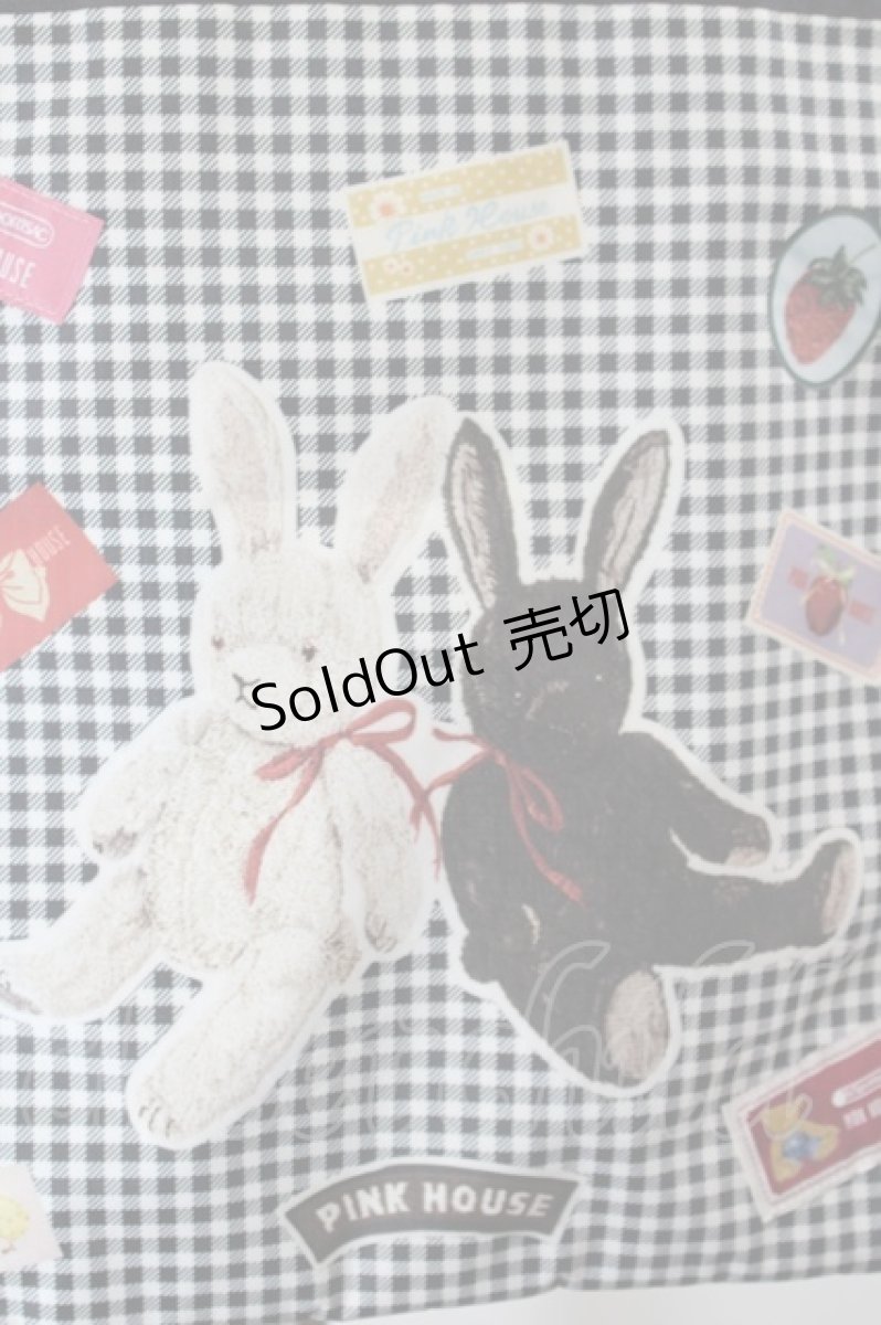画像4: PINK HOUSE / LARGE EMERALD TOTE PH Gingham Check Rabbits  黒 I-26-10-13-109-LO-BG-SA-ZI (4)