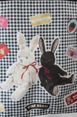 画像4: PINK HOUSE / LARGE EMERALD TOTE PH Gingham Check Rabbits  黒 I-26-10-13-109-LO-BG-SA-ZI (4)