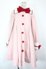 画像1: To Alice / スクエア襟リボンコート  ピンクＸ白Ｘ赤 I-26-10-13-027-LO-CO-SA-ZI (1)