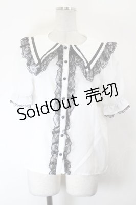 Preview of ラインセーラー半袖ブラウス  白Ｘ黒