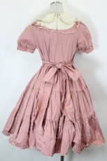 画像2: metamorphose / ラウンドフリル半袖ワンピース  ピンクＸ生成り I-26-10-15-051-ME-OP-SA-ZI (2)